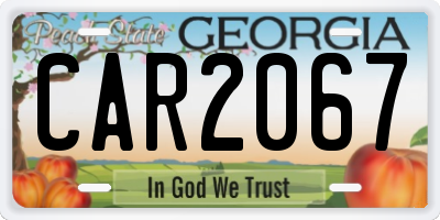 GA license plate CAR2067