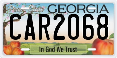 GA license plate CAR2068