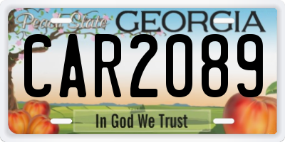 GA license plate CAR2089