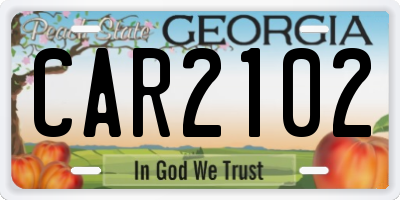 GA license plate CAR2102