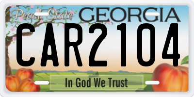 GA license plate CAR2104