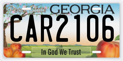 GA license plate CAR2106