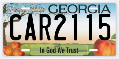 GA license plate CAR2115