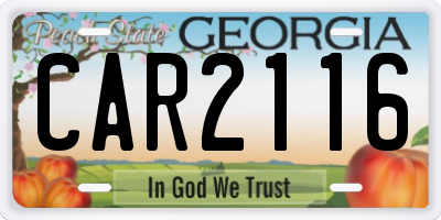 GA license plate CAR2116