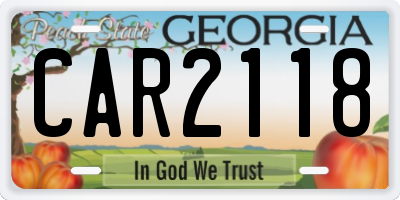 GA license plate CAR2118