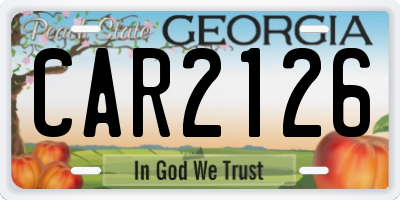 GA license plate CAR2126