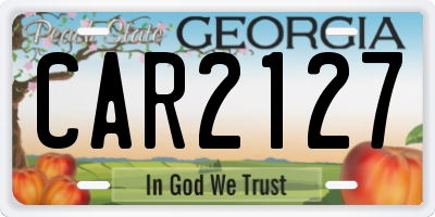 GA license plate CAR2127