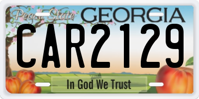 GA license plate CAR2129