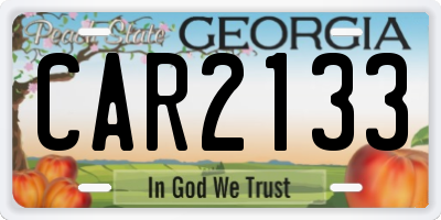 GA license plate CAR2133