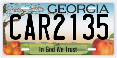 GA license plate CAR2135