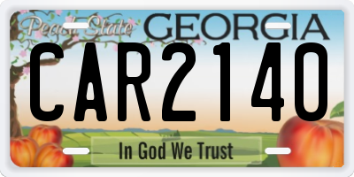 GA license plate CAR2140