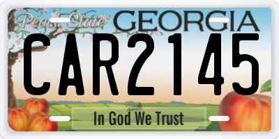 GA license plate CAR2145