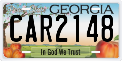 GA license plate CAR2148