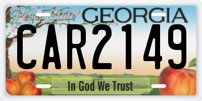 GA license plate CAR2149