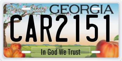 GA license plate CAR2151