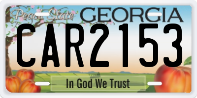 GA license plate CAR2153