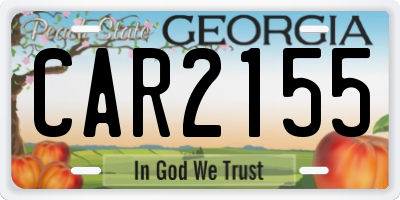 GA license plate CAR2155