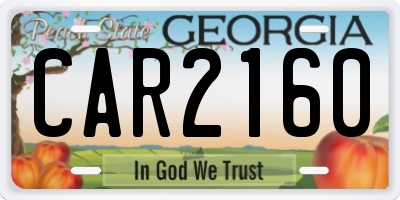 GA license plate CAR2160