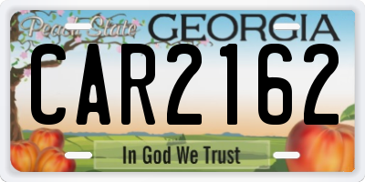 GA license plate CAR2162