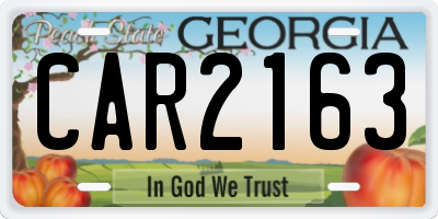 GA license plate CAR2163