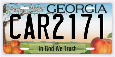 GA license plate CAR2171