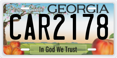 GA license plate CAR2178