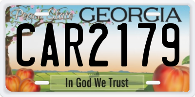 GA license plate CAR2179