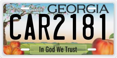 GA license plate CAR2181