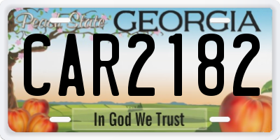 GA license plate CAR2182