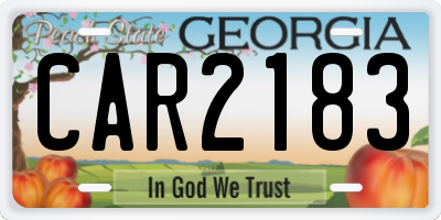 GA license plate CAR2183