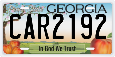 GA license plate CAR2192