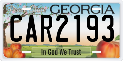 GA license plate CAR2193