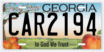 GA license plate CAR2194