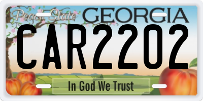 GA license plate CAR2202