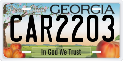 GA license plate CAR2203