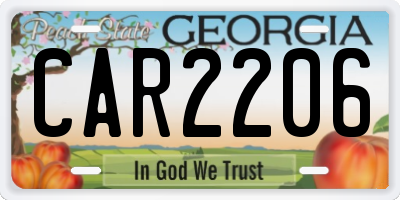 GA license plate CAR2206