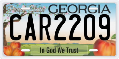 GA license plate CAR2209