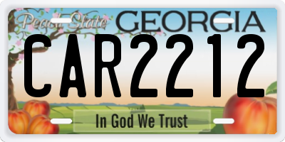 GA license plate CAR2212