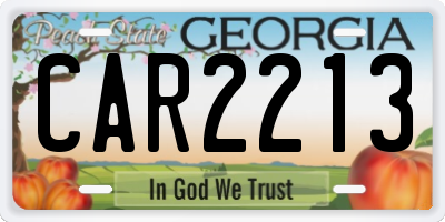 GA license plate CAR2213