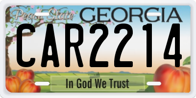 GA license plate CAR2214