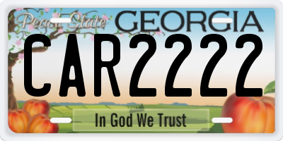 GA license plate CAR2222