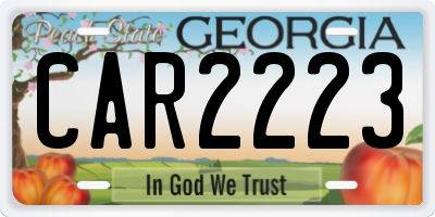 GA license plate CAR2223