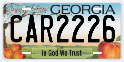 GA license plate CAR2226