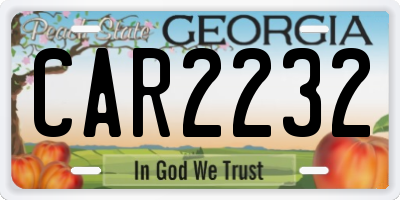 GA license plate CAR2232