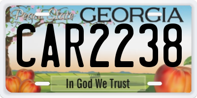 GA license plate CAR2238