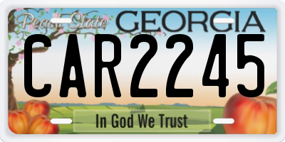 GA license plate CAR2245