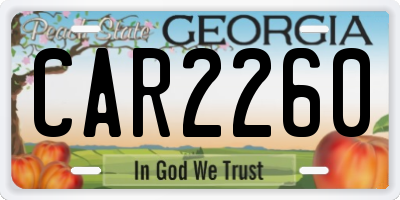 GA license plate CAR2260