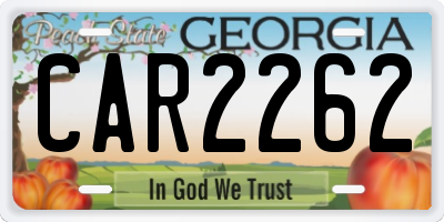 GA license plate CAR2262