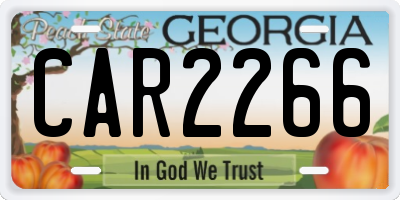 GA license plate CAR2266