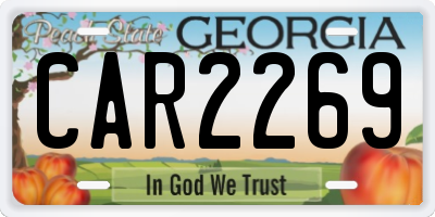 GA license plate CAR2269